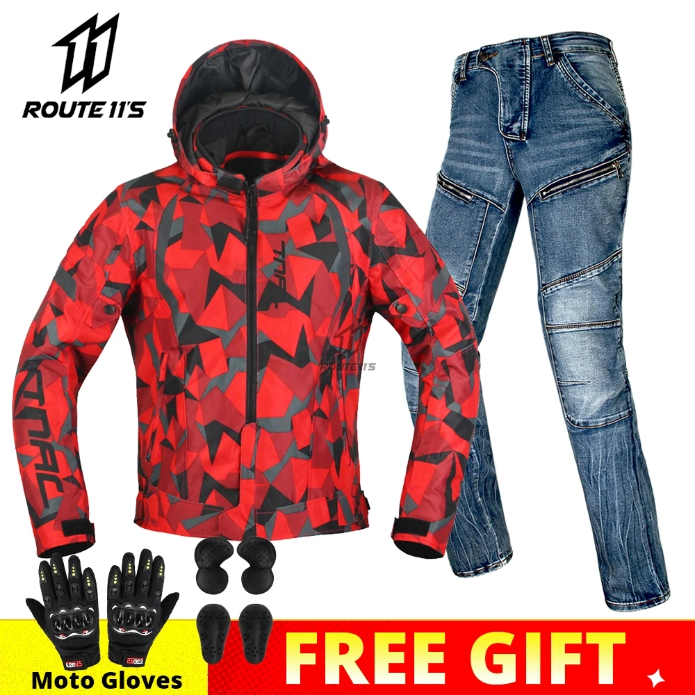 

TNAC-Men Motorcycle Jackets suit Motocross Racing Jacket Breathable Motorbike Riding Waterfroof Four Seasons Reflective Clothes
