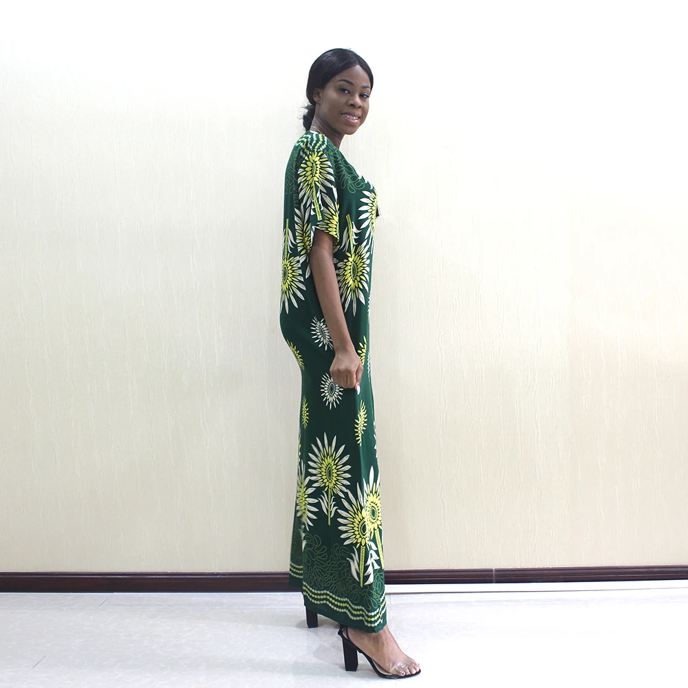 Dashikiage Новое поступление модные африканские Дашики цветочный принт черный Чистый хлопок Аппликации Элегантные африканские женские платья