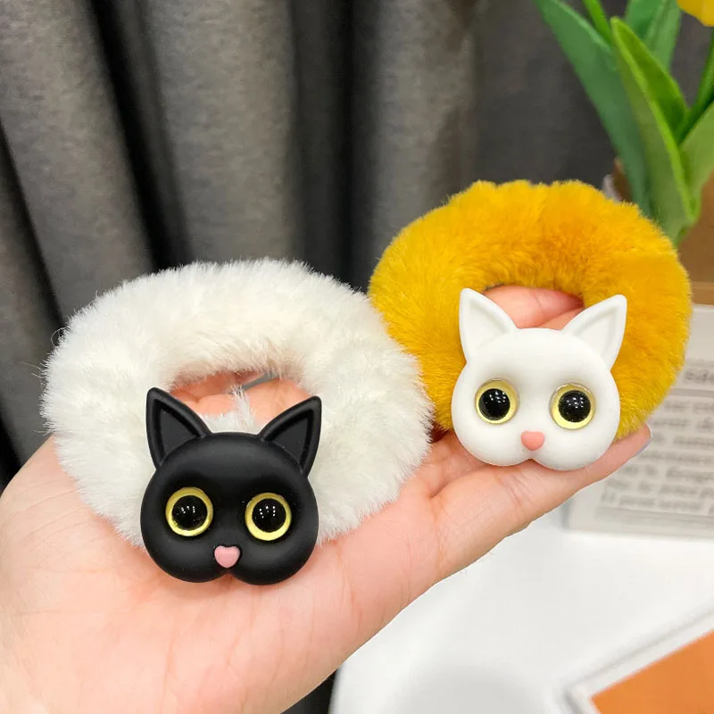 

Cat Pattern Hair Ring Scrunchie Women Girls Elastic Hair Rubber Bands Accessories Tie Hair Rope Ponytail Holder Headdress