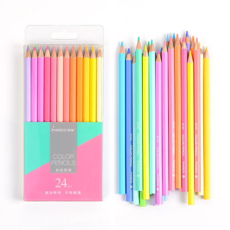 

Marco 12/24 NEW Soft Trendy Pastel Colors Pencils Non-toxic Color Pencil Lapis De Cor Colored Pencils for School Kids Gift
