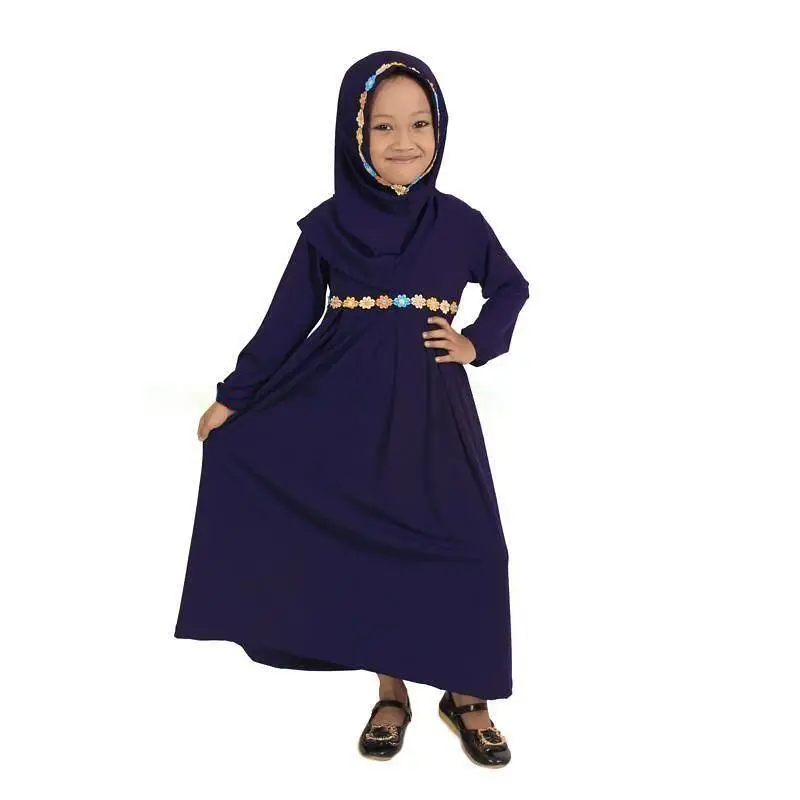 Мусульманские Детские платья для девочек Abaya Дубай Арабский хиджаб платье кафтан
