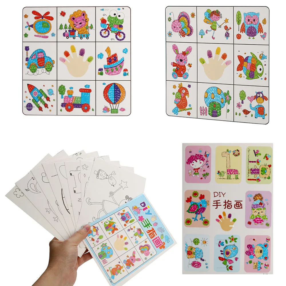 DIY мультфильм дети палец живопись ремесло набор детей раннего обучения красочные