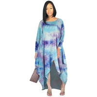 fnoce tie dye t shirt dress loose urban casual imple comfortable home pullover long sleeve irregular dress womens autumn winter
