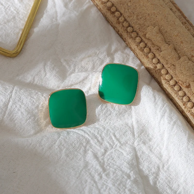 Earrings 2019 New Fashion Simple S925 Grace Girl Temperament Stud For Women Yellow Green Pink Geometry Korean Style | Украшения и