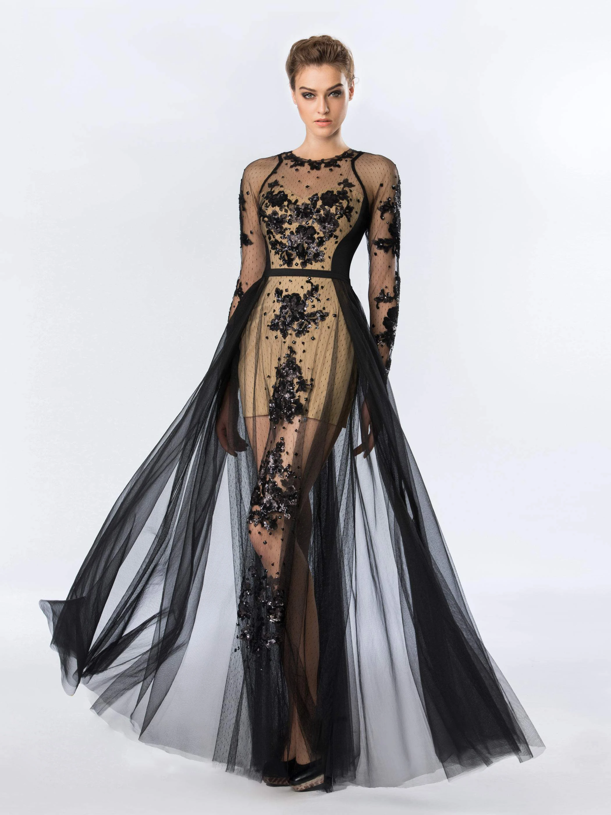 Вечернее платье А силуэт круглый вырез с полу Длина расшитый блестками длинными