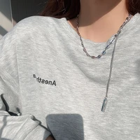 2021 new fashion tassel dog tag letter pendant necklaces silver color clavicle chain necklace female charm boho choker jewelry