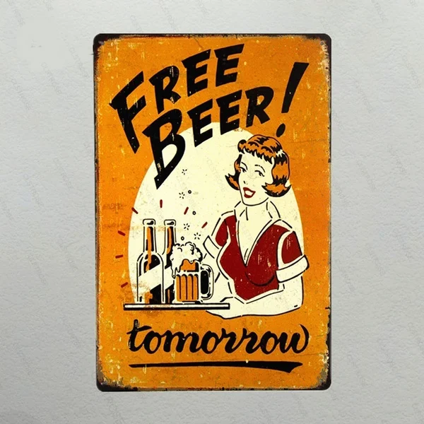 

Ретро-каркас для украшения сада, 20x30 см, Бесплатная пива, завтра