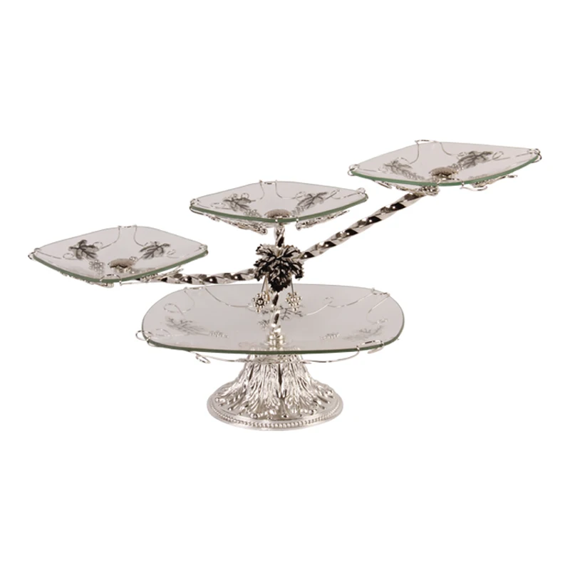 3 уровневая Роскошная стеклянная тарелка для фруктов трехуровневая подставка
