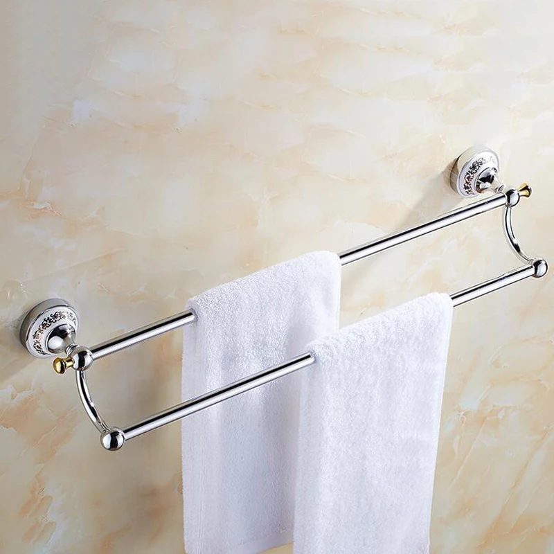 Хромированная вешалка для полотенец в европейском стиле 60 см серебристая