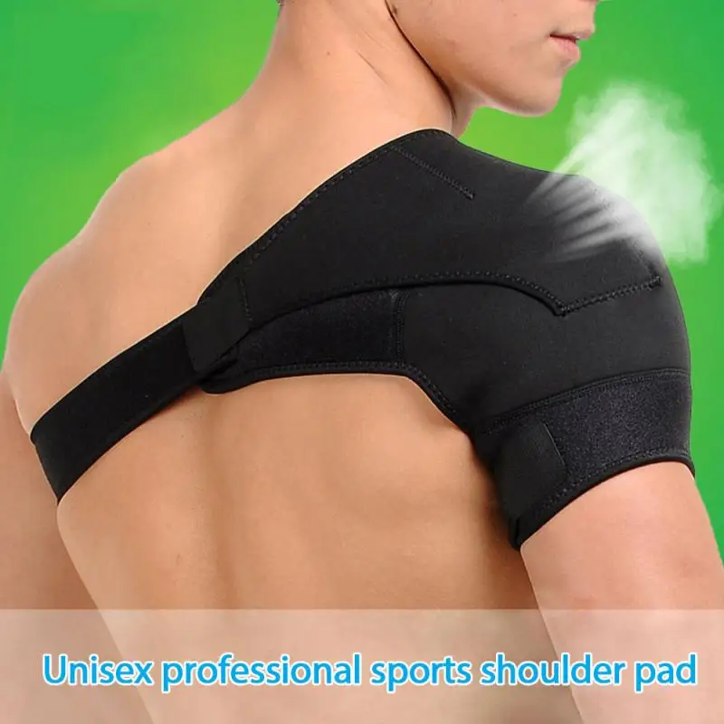 

Adjustable Breathable Sports Care Single Shoulder Support Back Brace Guard Strap Wrap Belt Band Black Bandage shoulder guards