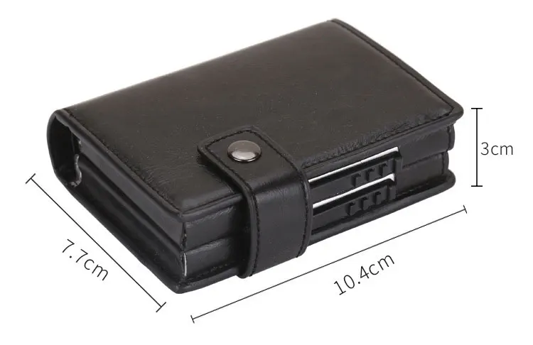 Мужской кошелек из искусственной кожи с двойной металлической RFID, чехол для кредитных карт, держатель для 12 карт, кошелек с алюминиевой блокировкой, Женский мини-кошелек в винтажном стиле
