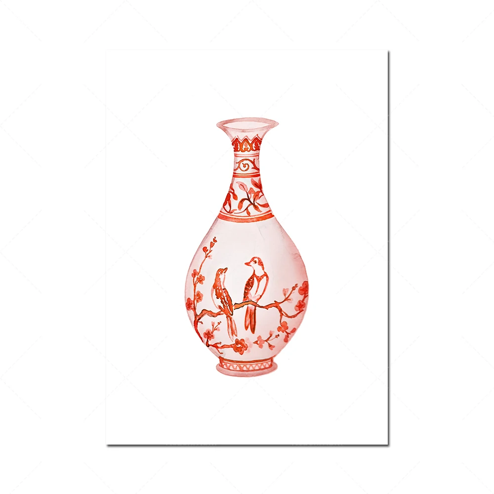 Набор для рисования акварелью 9 фарфоровых постеров красно-белые китайские