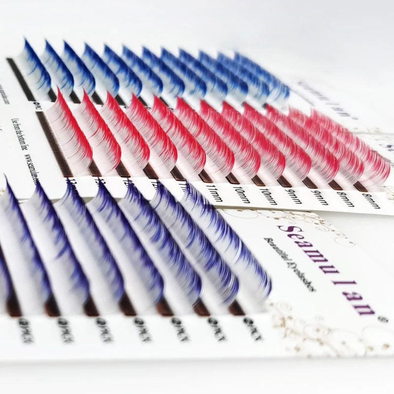 

Mix 8-13 Grafting Eyelash Mink Hair Personalized Eyelash Extension Makeup Tool Ombre White Pink Green Blue