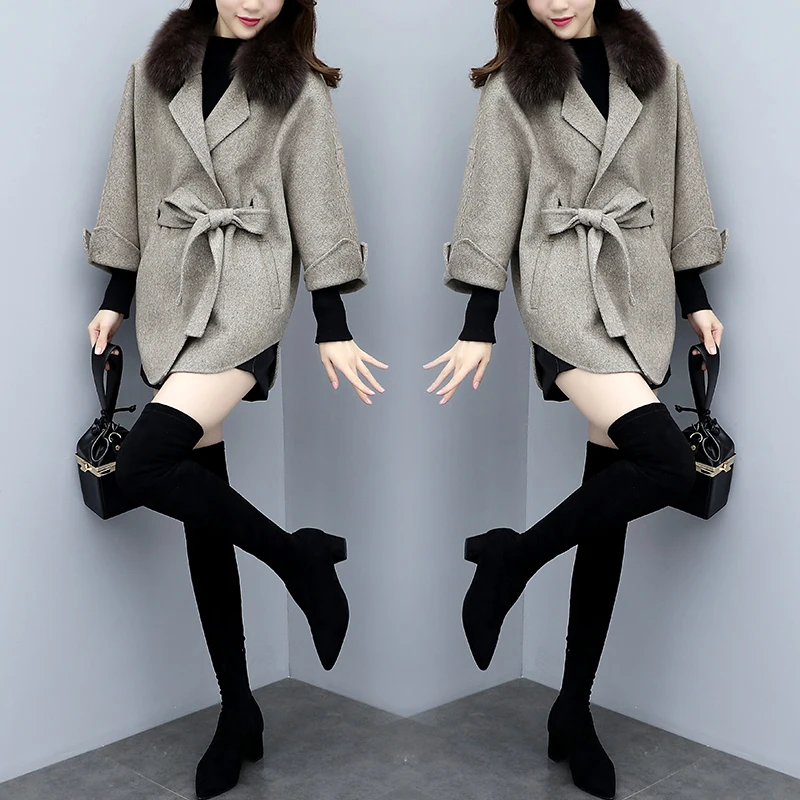 

Woolen Womens Jackets And Coats Bat Sleeved Female Jacket Casaco Feminino Outerwear Womens Jacket And Coat Chaquetas Mujer 2019