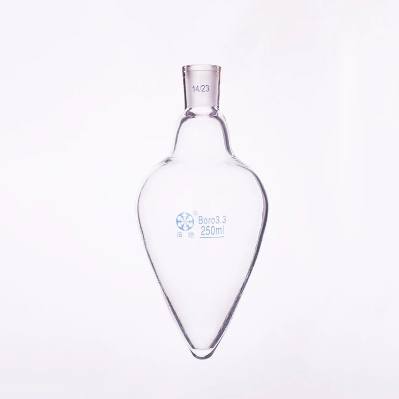 Pear-shaped flask,Capacity 250ml,Joint 14/23,Heart-shaped flasks,Coarse heart-shaped grinding bottles