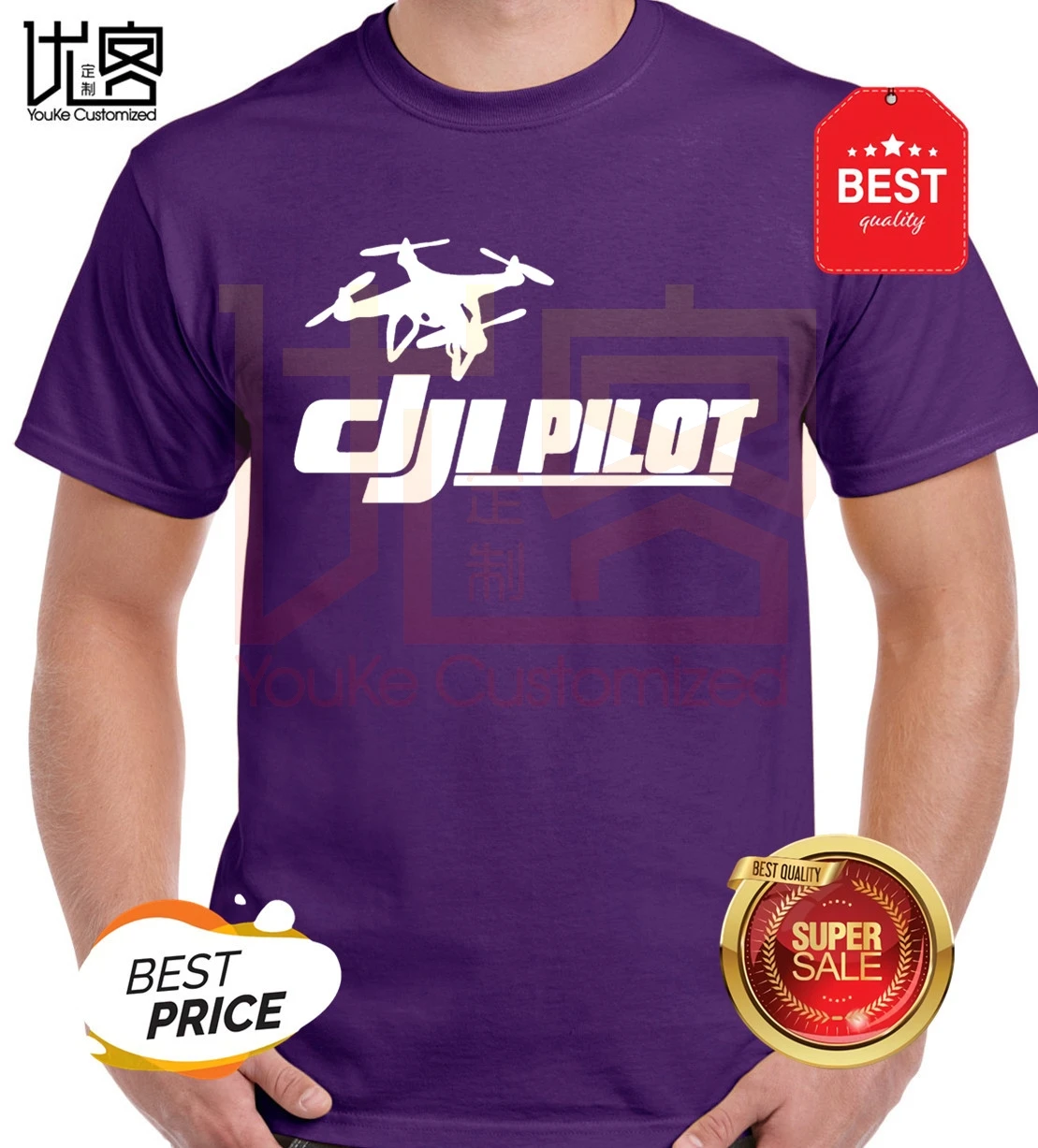 Футболка Dji Pilot мужская с графическим принтом Классическая тенниска в стиле