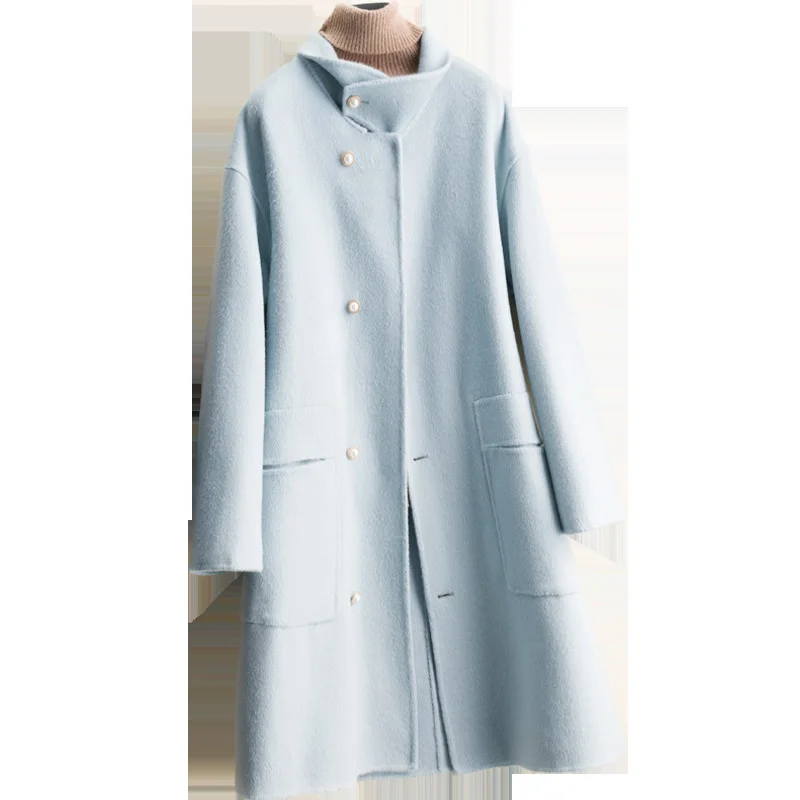 Модное женское пальто из 100% шерсти, длинные пальто, женские пальто и куртки, женская верхняя одежда в Корейском стиле, тренчкот, Женское паль...