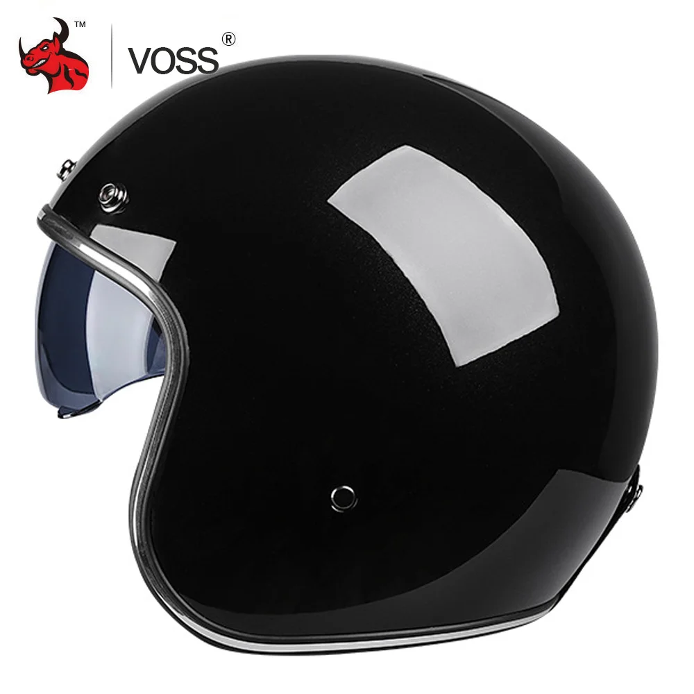 

VOSS Motorcycle Helmet 3/4 Open Face Dual Lens Visors Casco Moto Electric Bicycle Helmet Summer Retro Motorbike Helmet DOT