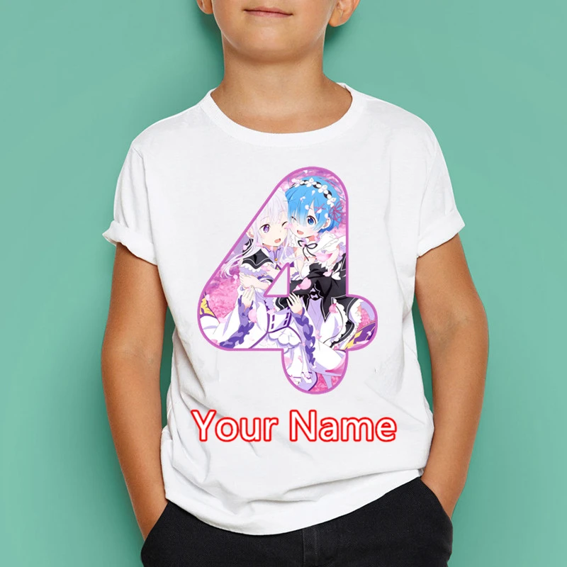 Футболка с принтом ReZero REM для мальчиков и девочек модная футболка унисекс круглым