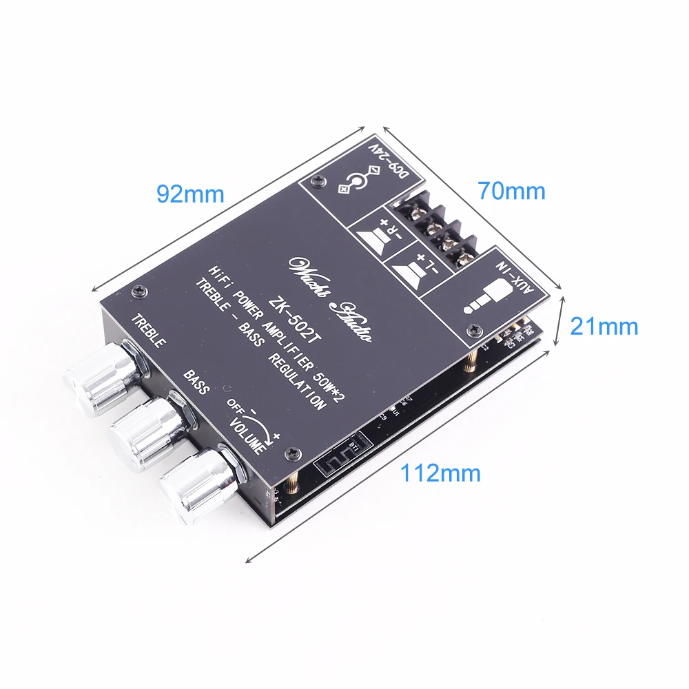 Беспроводной Bluetooth аудио стерео модуль 50 Вт TPA3116D2 BLE5.0 AUX тройной/бас Регулируемый