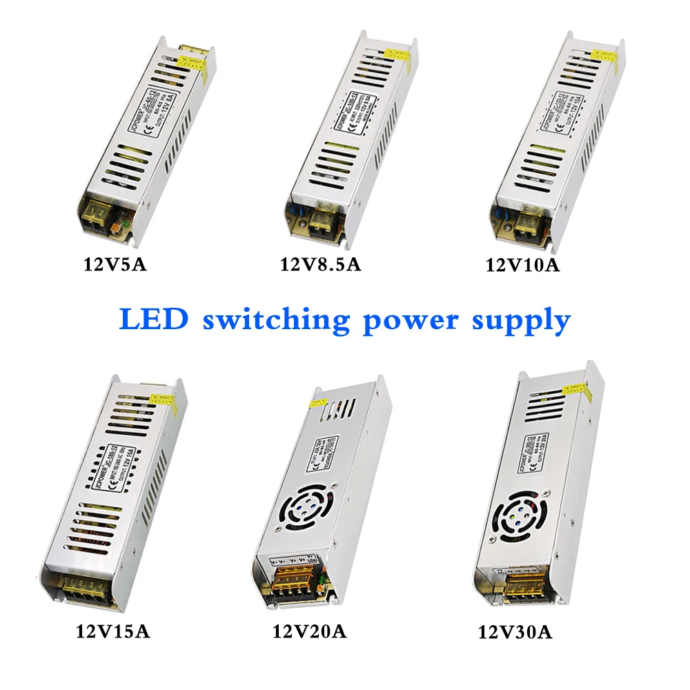 LED Driver AC 110V - 220V to DC 12V Power Supply 5A 8.5A 10A 12.5A 15A 20A 30A Lighting Transformer LED Strip Monitoring Adapter