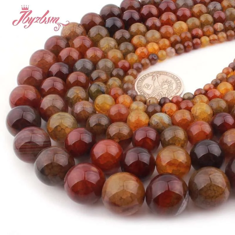 Гладкие Круглые Бусины из натурального агата с трещинами для самостоятельного