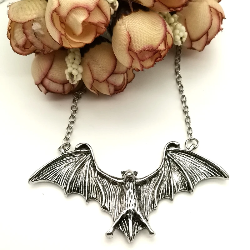 Ожерелье с подвеской летучая мышь из нержавеющей стали черной эмалью для мужчин