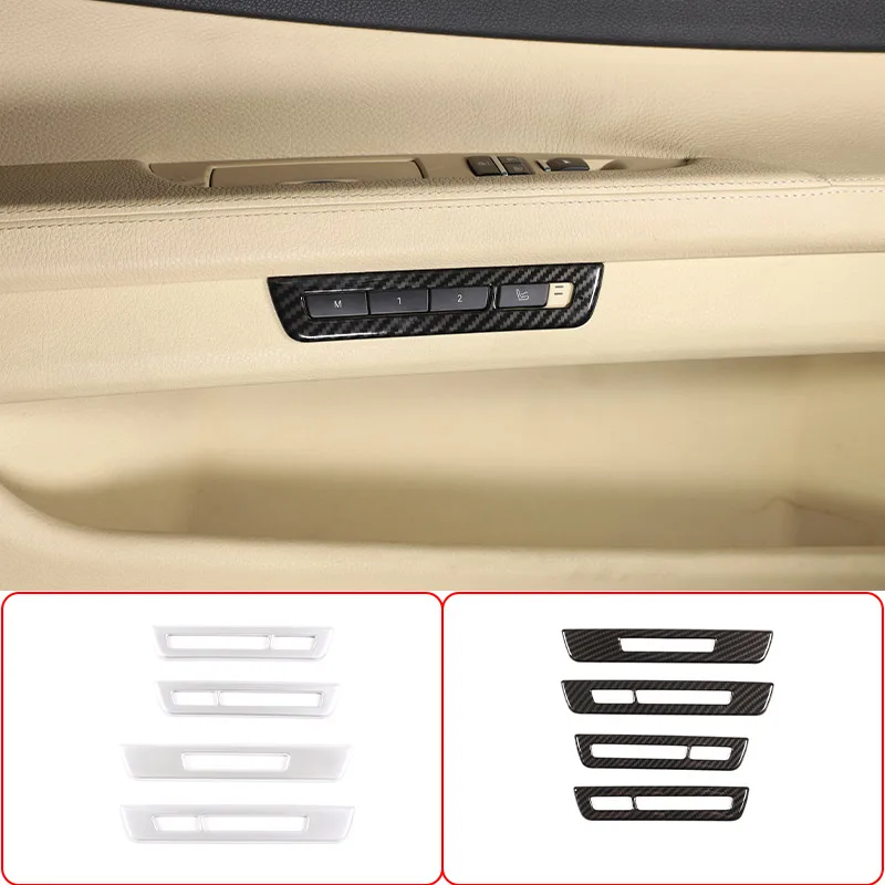 For BMW 7 Series 2009-2014 ABS Carbon Fiber Car Seat Adjustment Memory Button Frame Decorative Stickers Car Interior Accessories