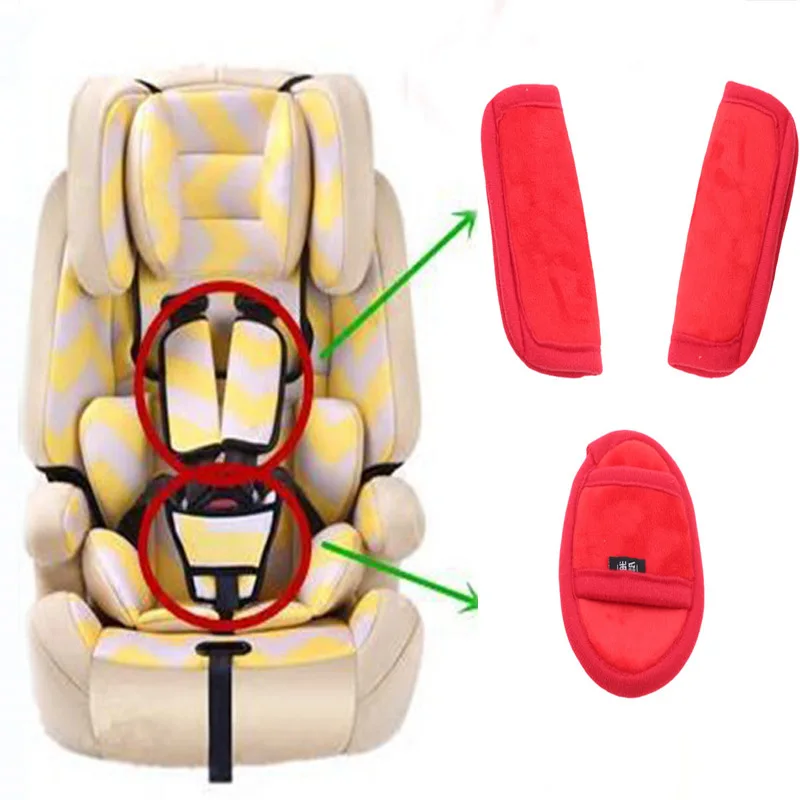 

Kids Stroller Seat Safety Belt Shoulder Strap Cover Holder Set Children Protective Set Baby Cart Accessories Soft Plush