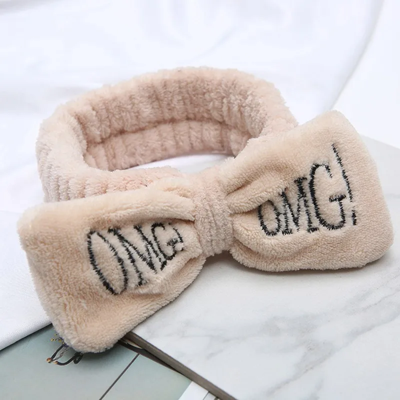 Письмо "OMG" коралловый флис мягкий бант повязки для женщин девочек милый держатель волос повязки для волос аксессуары для волос. w