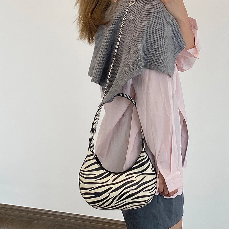 

Original Designer Shoulder Bag Female Vintage Handbag for Women 2020 Zebra Print Underarm Sling Bags Daily Hand Purse Wholesles