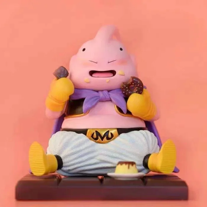 

Dragon Ball Anime Peripheral DOD Majin Buu Eat Goods Donut Pudding Cute Fat Muppet Sitting Posture Hand-made Toy Gift