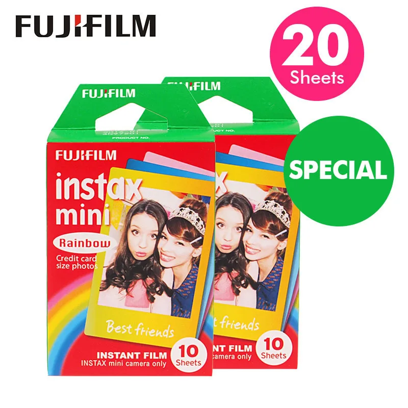 Подлинная Fujifilm Instax Mini 8 Плёнки Радуга Fuji мгновенный Фотобумага 20 Простыни детские
