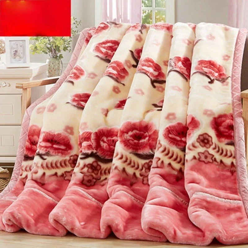 

Blanket Raschel Double Thicken Autumn and Winter Blanket Wedding Double-sided Coral Velvet Flannel Cloud Blanket