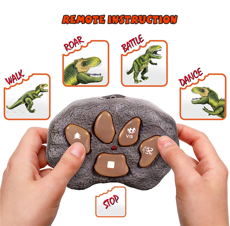 Dinosaurio el&eacute;ctrico a Control remoto para ni&ntilde;os, juguetes para mascotas, Tiranosaurio Rex, ojos brillantes, sonidos para caminar, regalo-1
