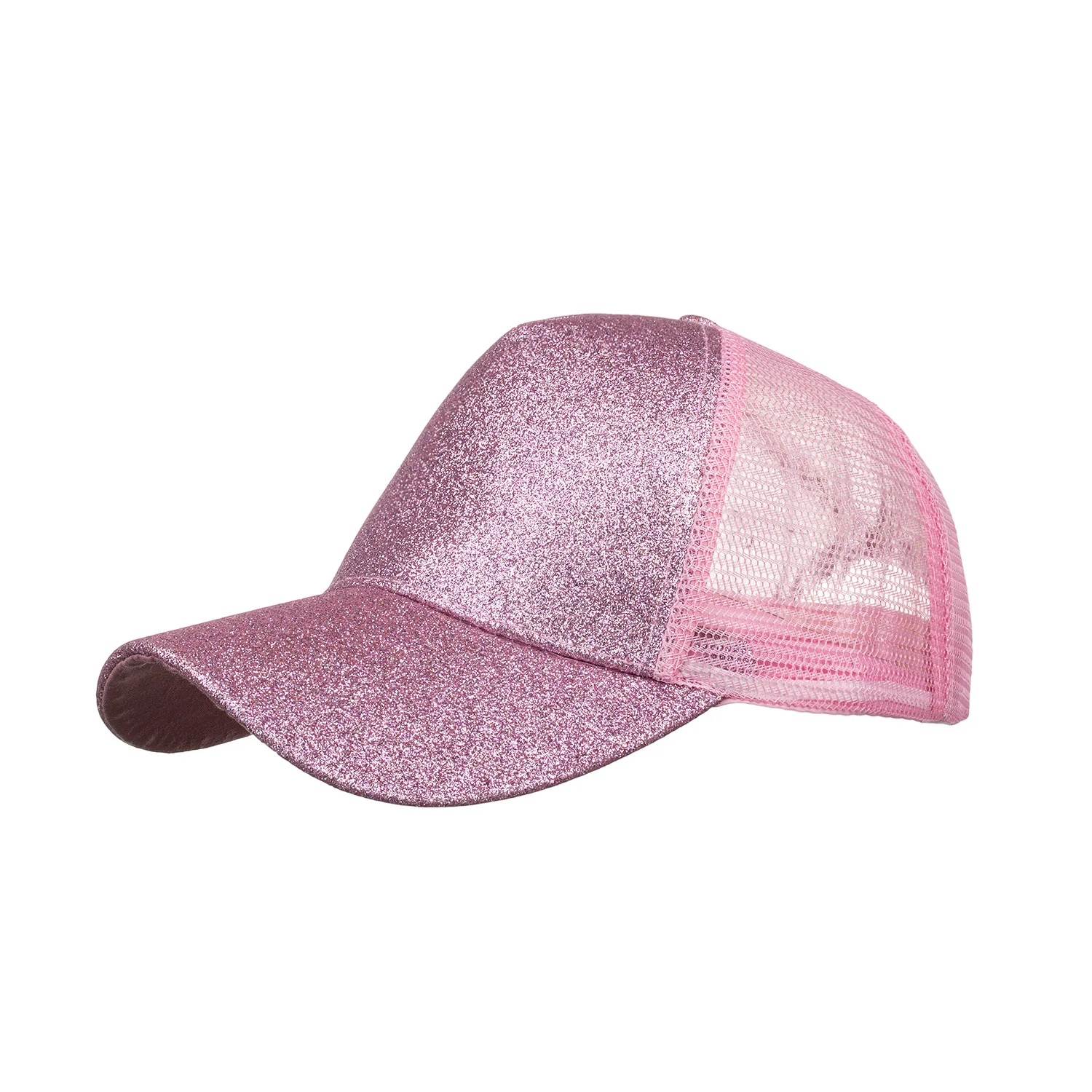 

Spring and Summer New Multi-Color Glittering Powder Ponytail Baseball Cap Ponytail Mesh Cap fall hats for women 2021 bonnets