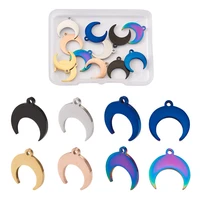 12pcsbox new stainless steel crescent moon charms ox horn pendants for necklace bracelet earring dangles diy jewelry making