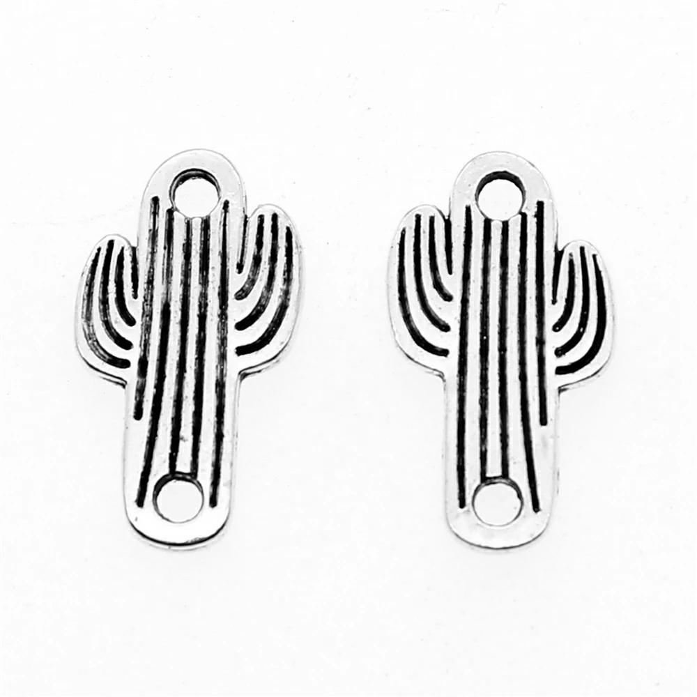

10pcs/lot Connector Charms Cactus 12x21mm Antique Silver Color For Jewelry Making DIY Jewelry Accessories