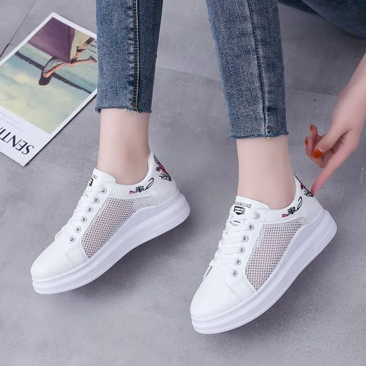 

Туфли женские на платформе, дышащие, повседневная обувь на танкетке, весна-лето