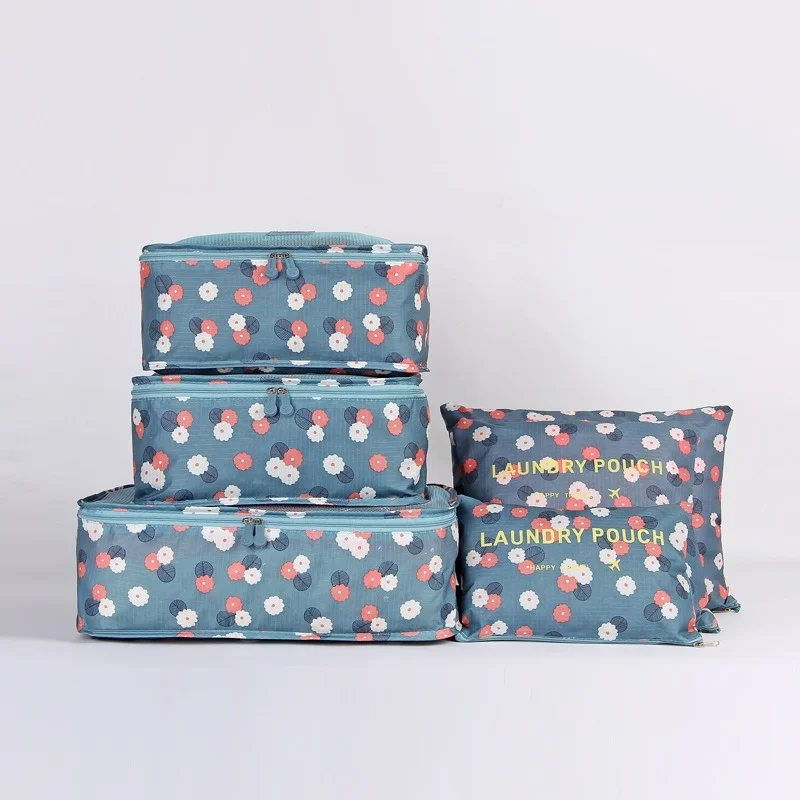 

6pcs/set Travel Portable Mesh Waterproof Underwear Storage Bag Socks Dustproof Storage Bag Pull Rod Boxes Clothes Storage Set