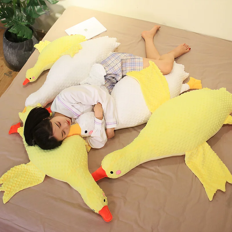 

70/100/120CM Kawaii Huge Size Massage Duck Plush Toys Stuffed Soft Lying Goose Pillow Animal Mat Dolls Baby Kids Appease Toys