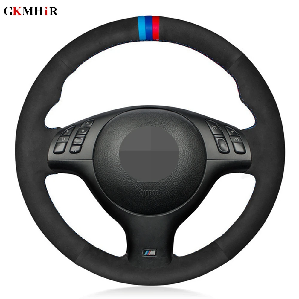 Ручной работы черная замша удобная мягкая крышка рулевого колеса для BMW M