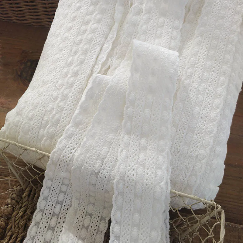 Однометровая Цветочная вышитая бежевые хлопковые кружева лента для рукоделия