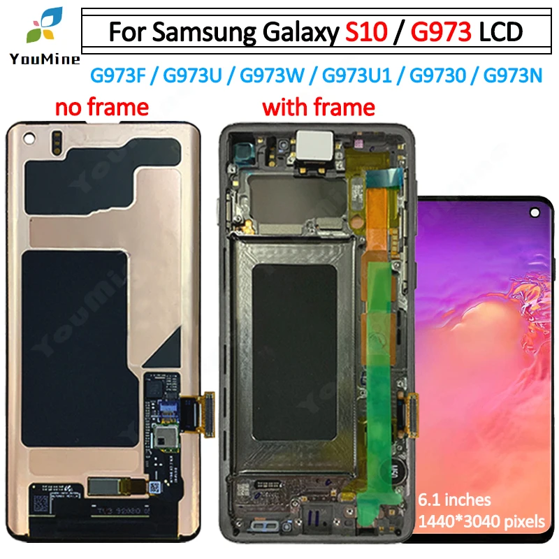 AMOLED lcd для SAMSUNG S10, ЖК-дисплей, SM-G9730, сенсорный экран, дигитайзер для SAMSUNG Galaxy S10 Plus S10+ lcd G9750