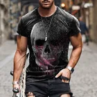 Модная мужская футболка в европейском и американском стиле, одежда с 3D-принтом покерного черепа, супербыстросохнущая свободная футболка, лето 2021