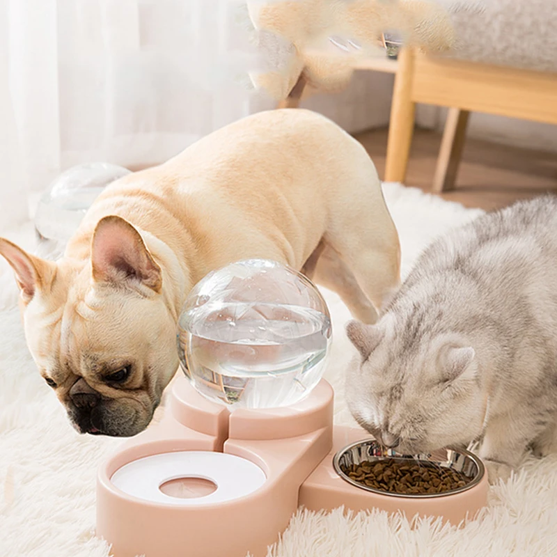 

Anti-overturning Rice Bowl Pet Supplies Dog Bowl Double Food Dispenser Bowl Automatic Drinking Universal Dog Cat Water Food Bowl