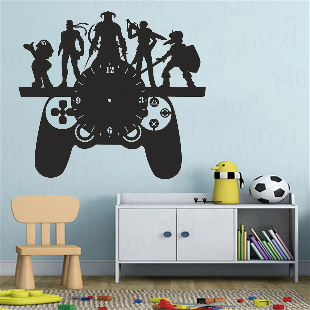 Лазерная резка стена детской комнаты часы геймпад природа двери Настенный декор