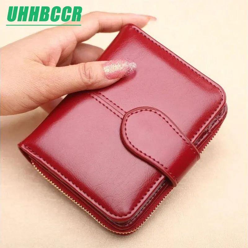 Хит продаж короткий кошелек из ПУ кожи Женский на молнии и кнопках красный