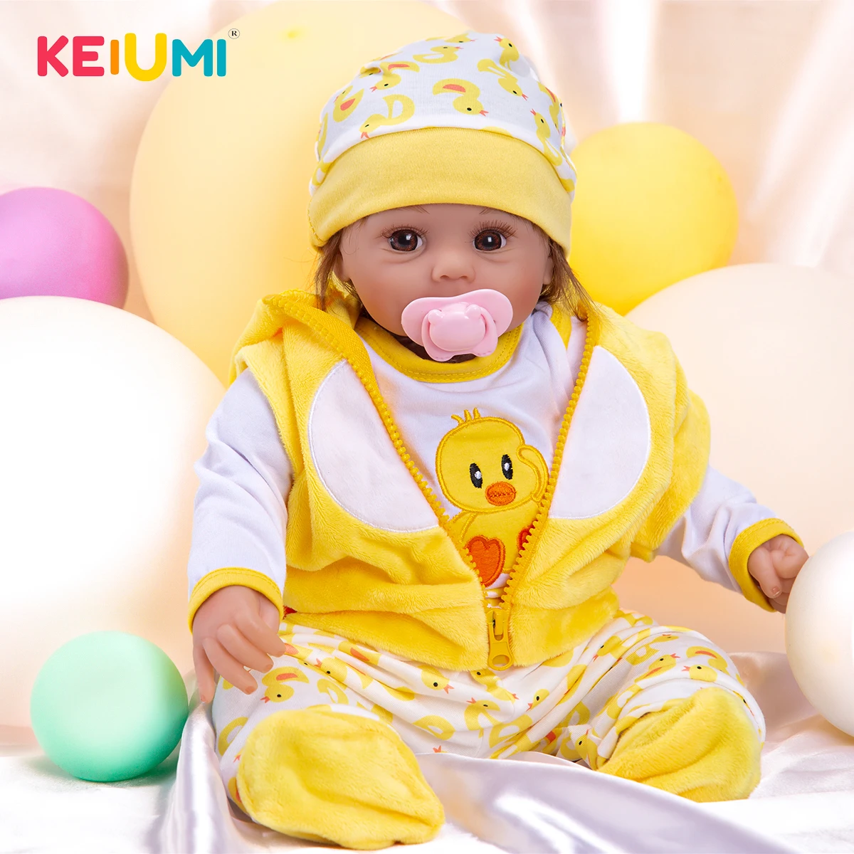 

Realistic 20 Inch Cute Soft Touch Baby Girl Little Yellow Duck Suit Well Packaged Alive Reborn Baby Doll