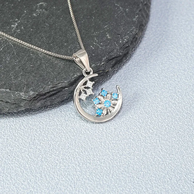 

Женское ожерелье из серебра 2021 пробы с подвеской в виде морского синего цветка